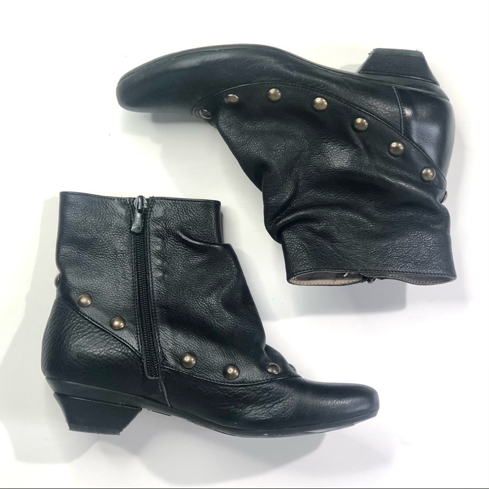 Eric Michael slouchy booties black w/ brass studs